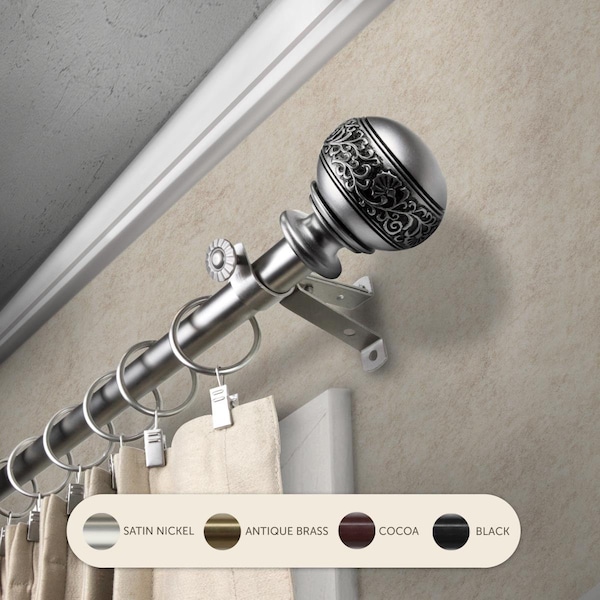 Central Design 0.8125 in. Lucid Curtain Rod with 28 to 48 in. Extension, Satin Nickel 4887-285 - main